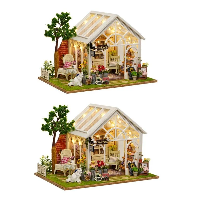 DIY Doll House Wooden Miniature Dollhouse Furniture Kit Toy Sunshine Flower Houses Puzzle Handmade Assembled Model Birthday Gift