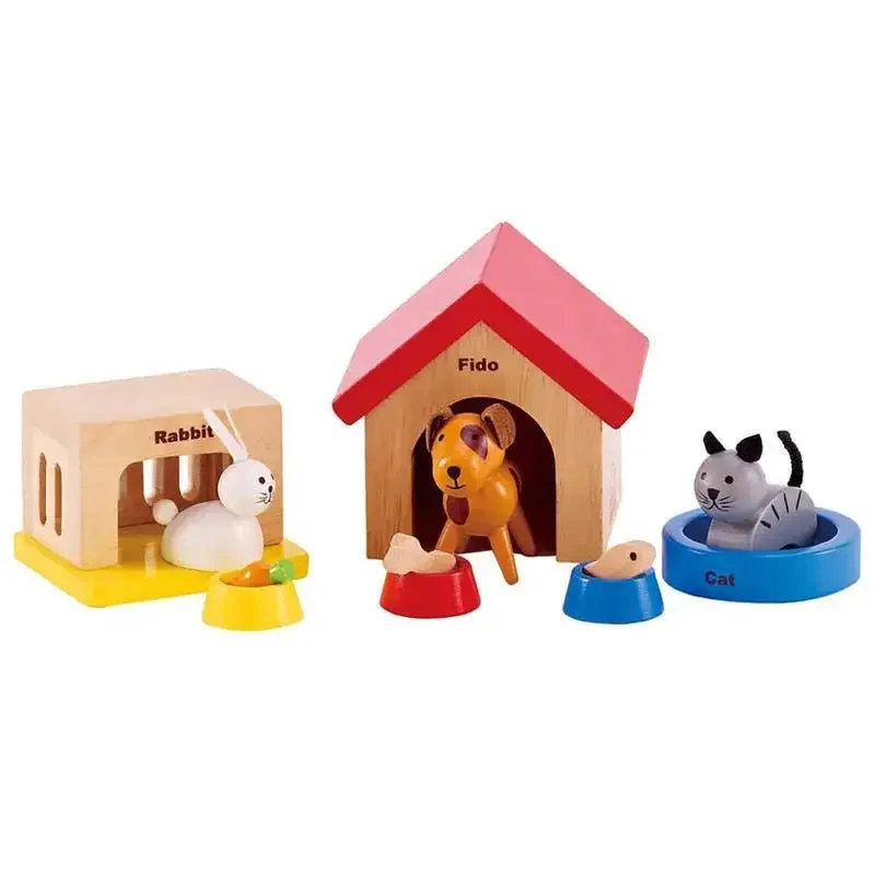 Hape Family Pets Wooden Dollhouse Animal Set