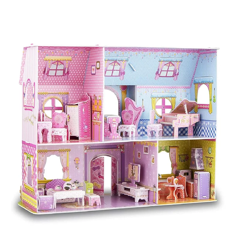 Large Princess Castle 3D Puzzles Model Dollhouse Kits For Girls, 92Pcs Fairyta