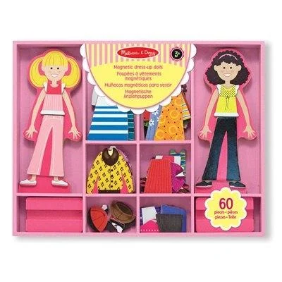 Melissa & Doug Magnetic Wooden Dress Up Dolls Abby and Emma