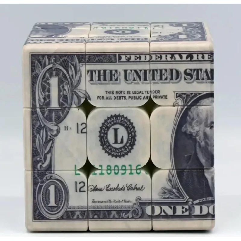 Speed Cube 3X3 One Dollar Notes Bill Pattern Magic Cube Puzzle,Iq Games Puz