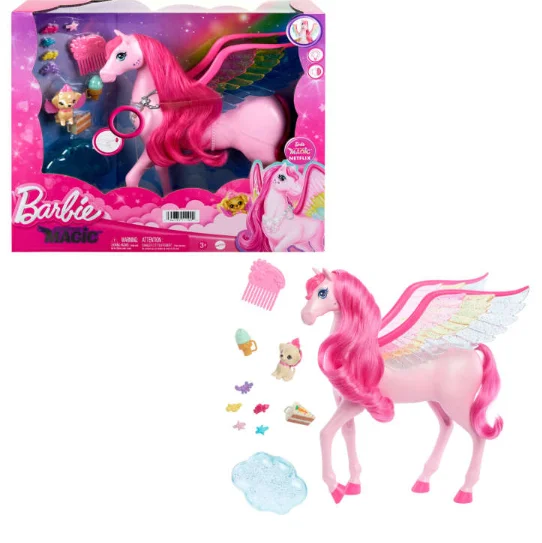 Barbie A Touch Of Magic Pink Pegasus With Puppy, Winged Horse Toys With Lights And Sounds