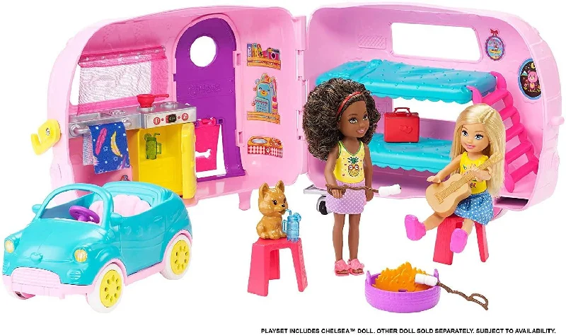 Barbie Club Chelsea Playset with Doll, Puppy, Car, Transforming Camper and Accessories