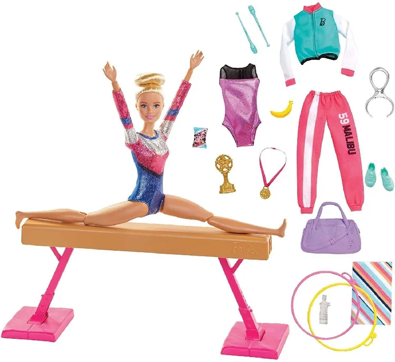 Barbie Gymnastics Playset with Doll, Balance Beam, 15+ Accessories