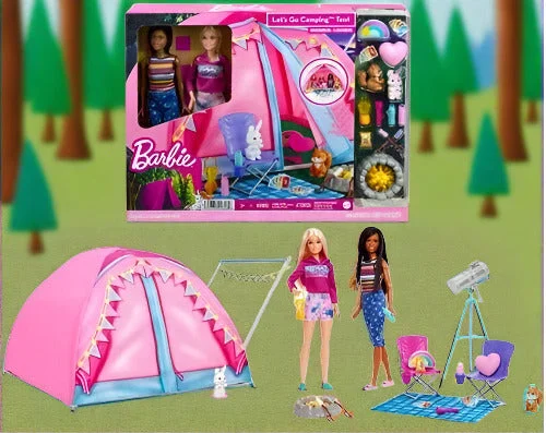 Barbie Let's Go Camping Tent Playset and 2 Dolls