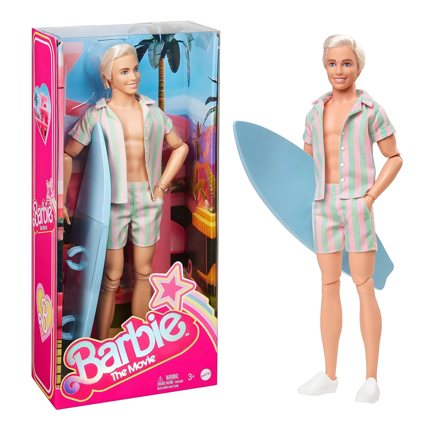 BARBIE Movie Ken Doll Pastel Stripes Beach Set