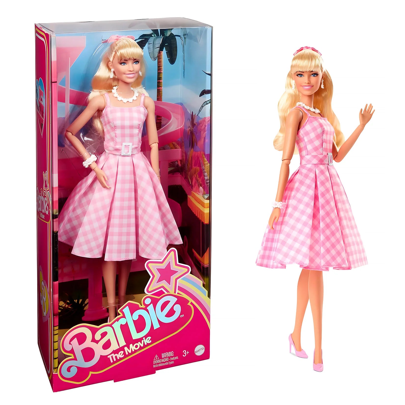 BARBIE Movie Pink Gingham Dress Doll