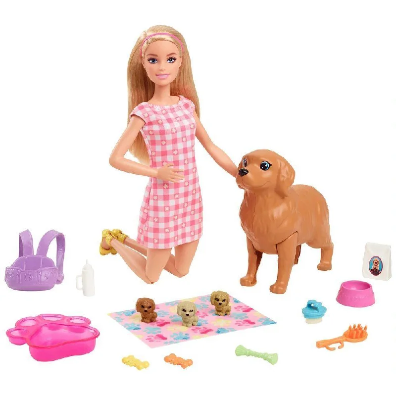 Barbie New Born Pups Doll And Pets Playset