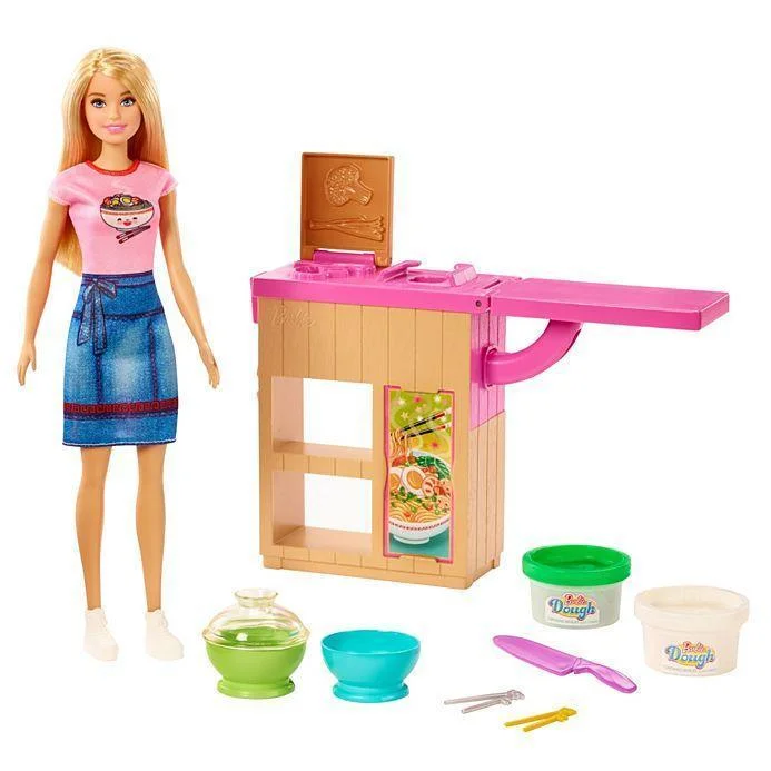 Barbie Noodle Bar Playset with Blonde Doll Workstation Accessories GHK43