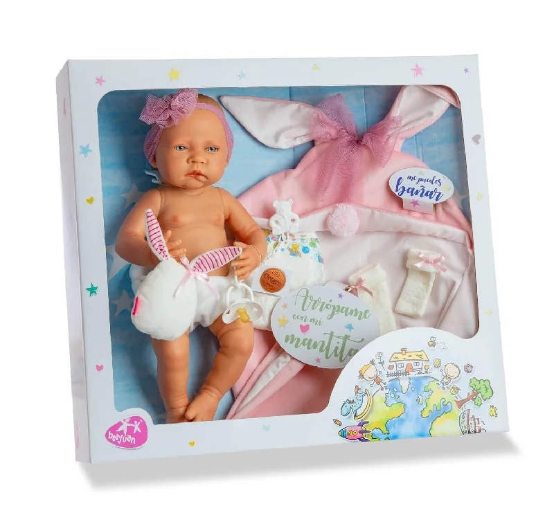 Berjuan New Born Doll 34cm Gift Set - Pink or Blue