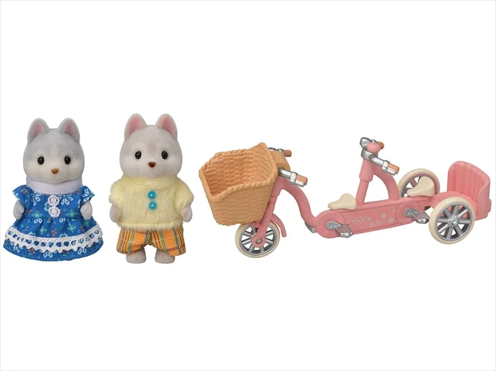 Calico Critters Tandem Cycling Set - Husky Sister & Brother