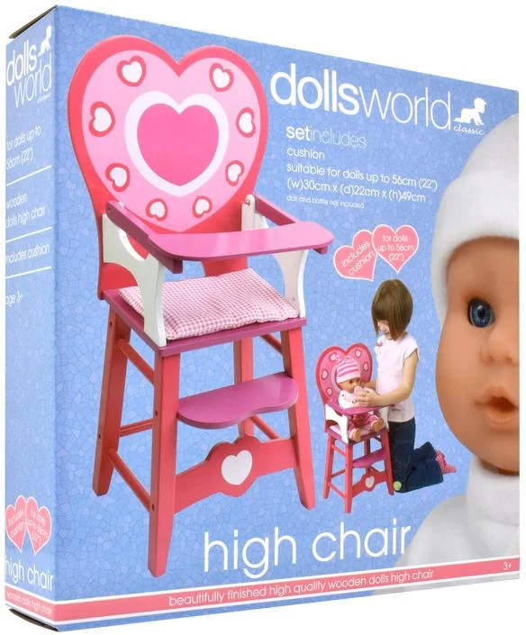 DOLLSWORLD WOODEN HIGH CHAIR