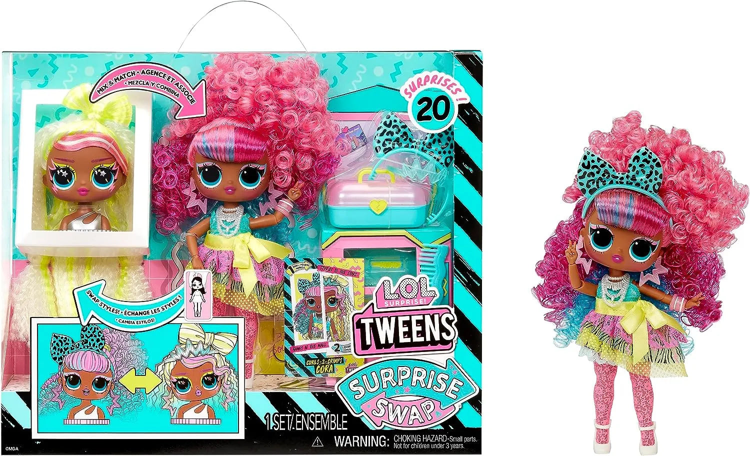 L.O.L. Surprise! Tweens Surprise Swap Curls-2-Crimps Cora Fashion Doll