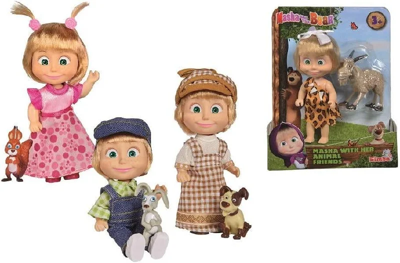 Masha and The Bear Masha 12 cm Doll  with Puppies - Assorted