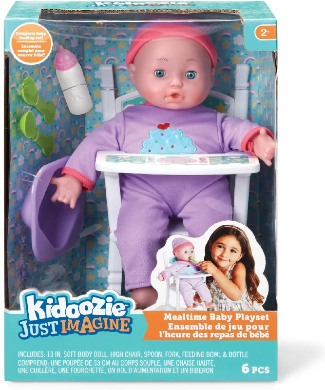 Mealtime Baby Playset - Interactive Doll Feeding Set with Soft Body Doll, High Chair, and Feeding Accessories