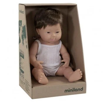 Miniland Caucasian Down Syndrome Baby Boy 38cm Doll Boxed