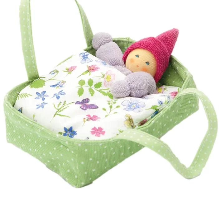 Nanchen Organic Cotton Waldorf Baby in Flower Bed - Green