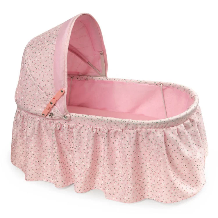 Pink Rosebud Folding Doll Cradle with Hood 362