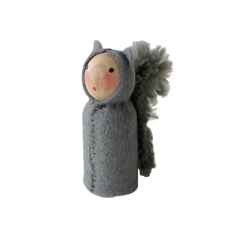 Squirrel Peg Doll · White