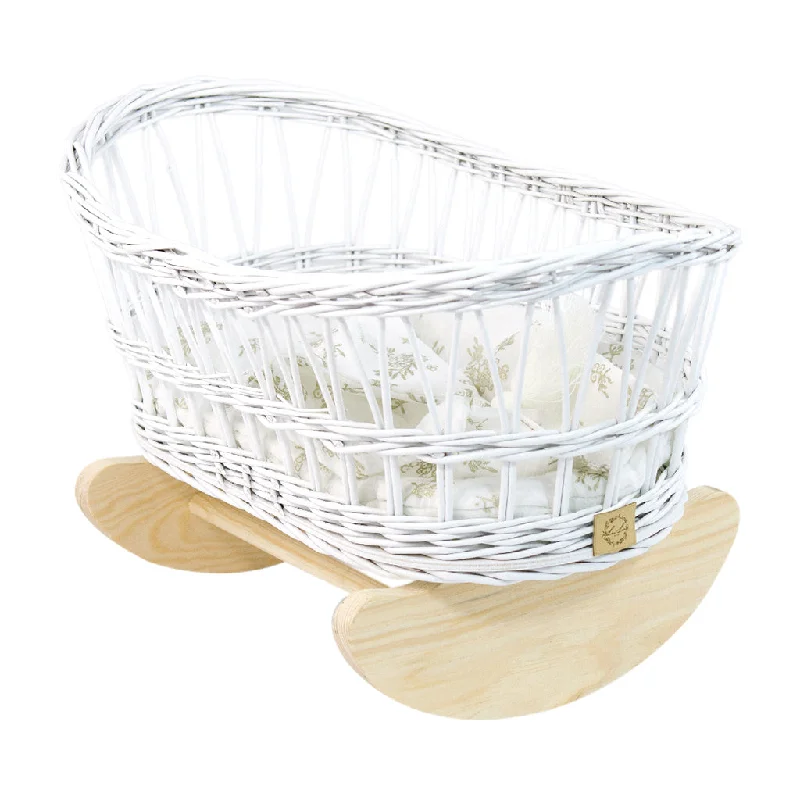 Wicker Doll Cradle - White