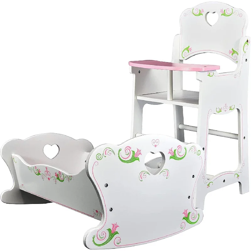 Baby Dolls Wooden High Chair and Cradle Furniture